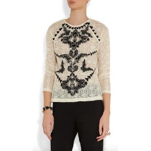 EUC MAJE Aristo Embroidered Lace Crochet Top Fits S to M (Tag European Sz 2)